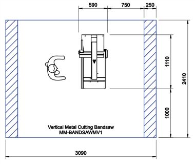 KV40 Metal Cutting Vertical Bandsaw CAD Drawing