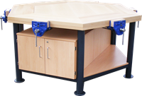 Click to Enlarge - Beech Top, 6 Wood Vices, With Optional Undercupboard