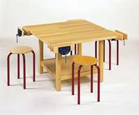 Click to Enlarge - Flush Top Workbench (Shown with under shelf, vices and chairs sold separately)