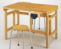 Click to Enlarge - Flush Top Rectangular Workbench (Shown with vices and chairs sold separately)