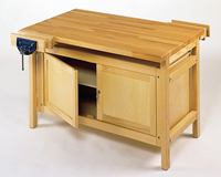 Click to Enlarge - Flush Top Rectangular Workbench with Underbench Cupboard (Shown with vices sold separately)
