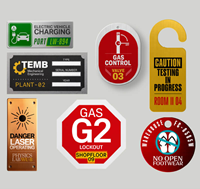 Click to Enlarge - Nameplates - UV flatbed printing gives producers the option to individually customise plates and labels using a full digital printing process, or as part of a hybrid printing system.