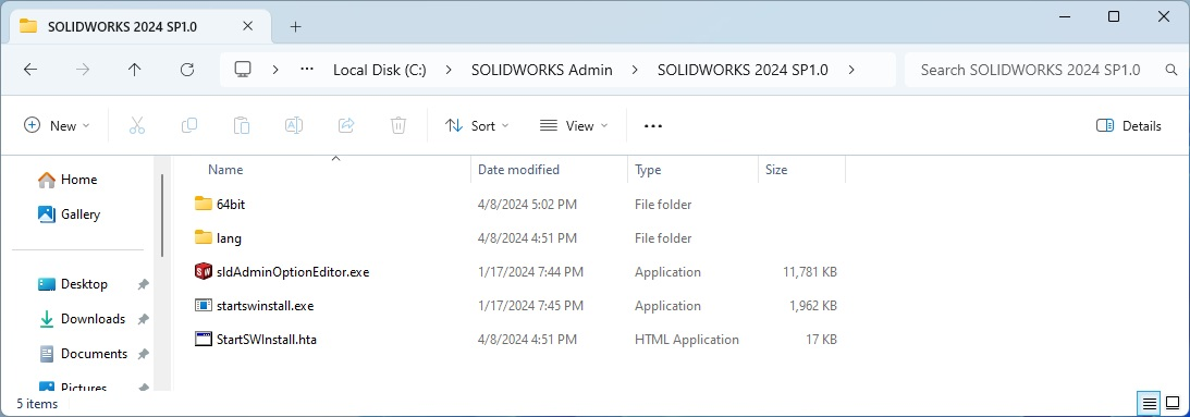 Installing SOLIDWORKS Network Edition using an Administrative Image