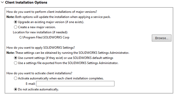 Installing SOLIDWORKS Network Edition using an Administrative Image