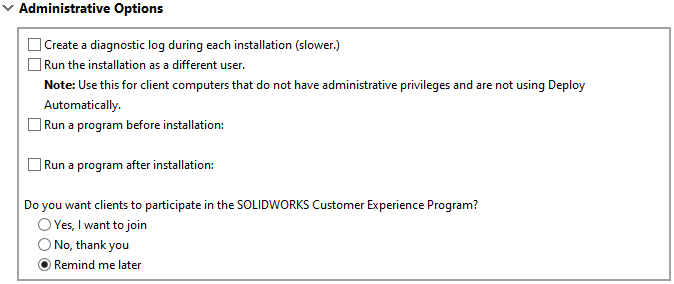 Installing SOLIDWORKS Network Edition using an Administrative Image