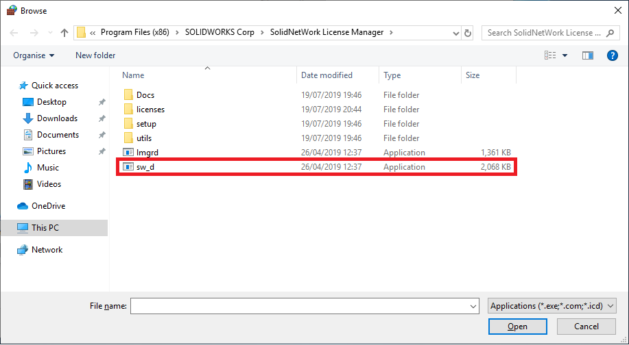 Installing the SolidNetWork Licence Manager
