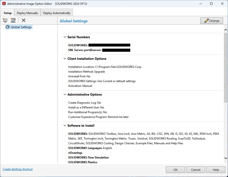 Installing SOLIDWORKS Network Edition using an Administrative Image